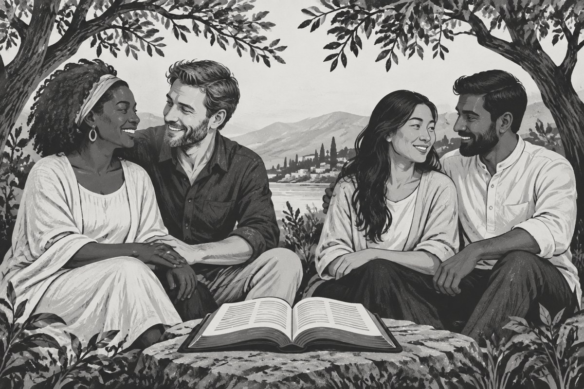 Illustration of a couple growing together in faith.
